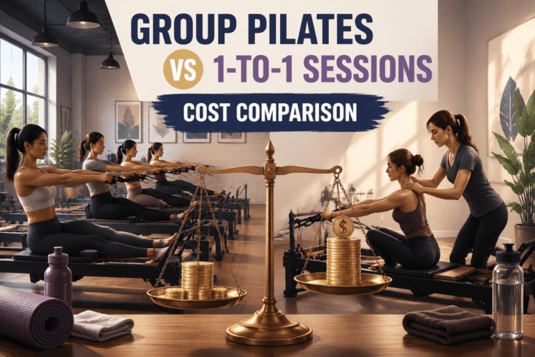Comparison of group Pilates and private sessions at Pilates Moves You.