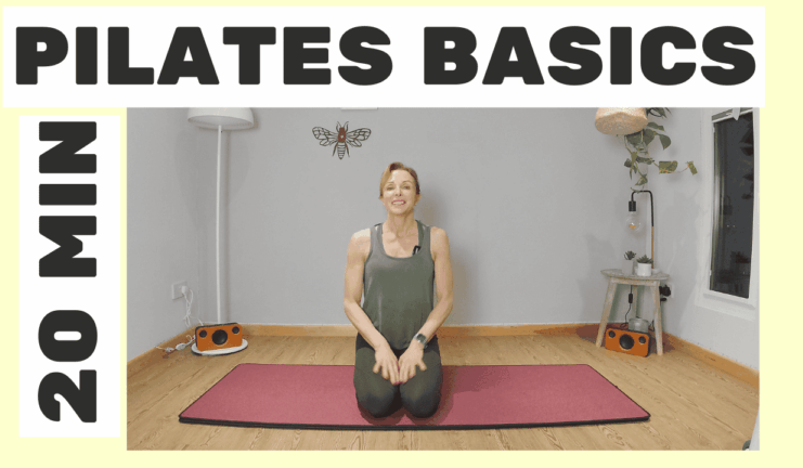 Woman practicing Pilates on mat in a bright studio setting.